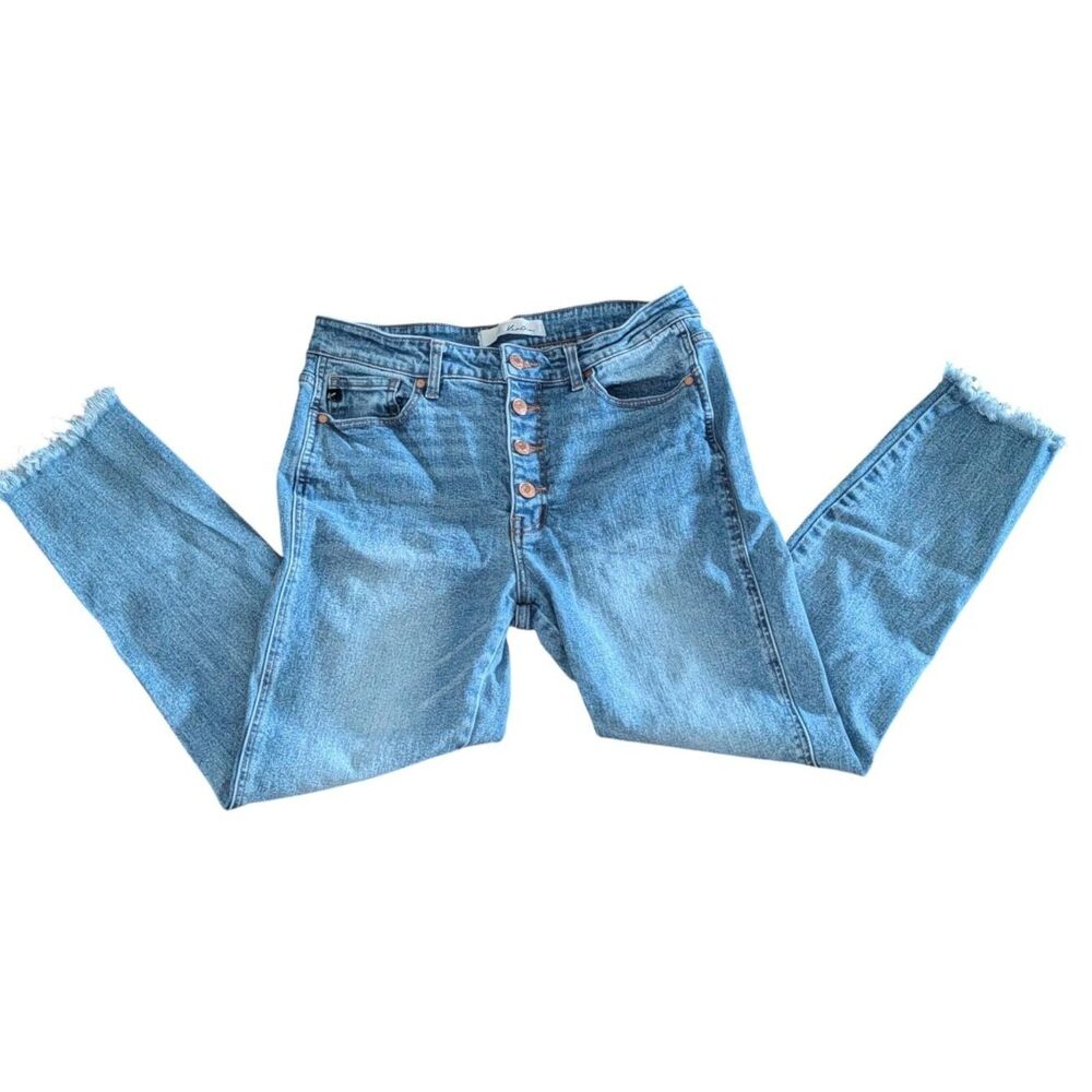 KanCan High Rise Exposed Button Fly Frayed Hem Skinny Jeans